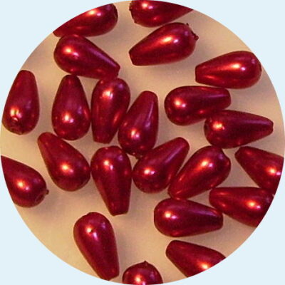 Acrylic Pearl Centre Drill Drop 7 X 11mm Red 5grams 25 pcs