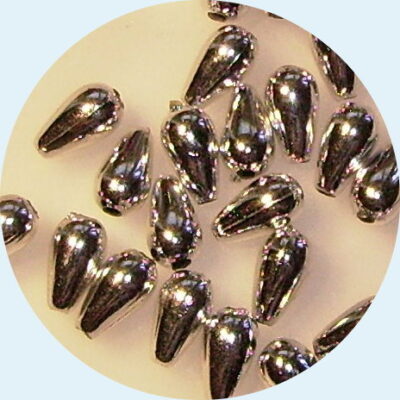 Acrylic Pearl Centre Drill Drop 7 X 11mm Silver 5grams 25 pcs
