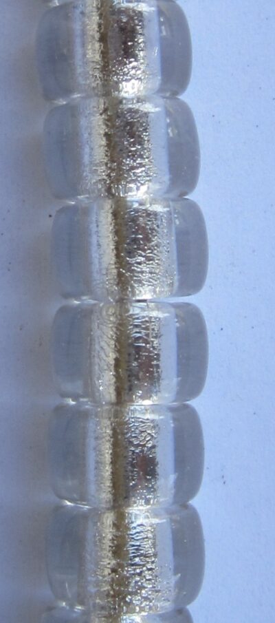 GLASS JUG  BEADS 9mm Silver Lined Clear 40pieces