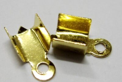 Leather Ends Fold Over 3mm Gold 20pieces
