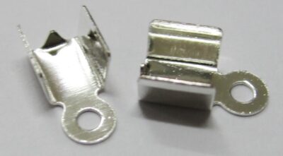 Leather Ends Fold Over 3mm Silver 20pieces