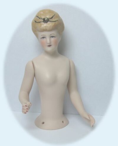 Frieda with Blonde hair, Porcelain Half Doll.