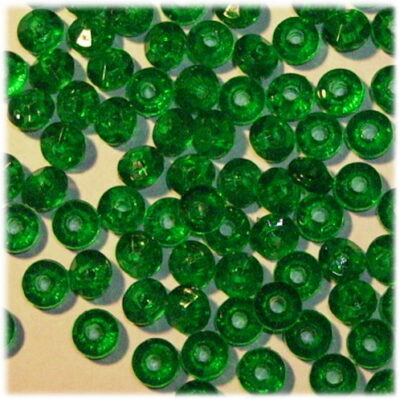 Acrylic  6mm Rondel Transparent Xmas Green 100pieces