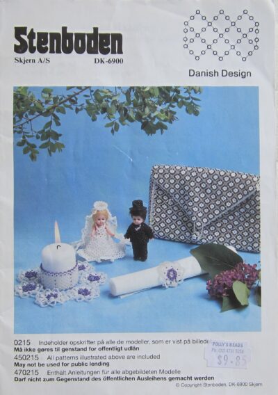 0215  19x13cm Handbag, 8cm Bride & Groom, Candle Holder, Napkin Ring.