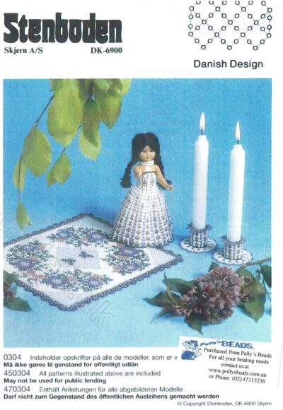 0304  Doll's Dress, Doily, Candle Holders