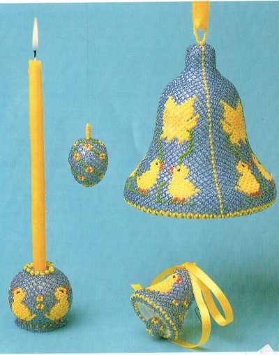 9106  6mm Bell, 5cm Wooden Candlestick, 40mm Egg, 5cm Bell