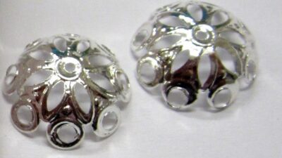 Bead Cap  14mm Silver - 10 pieces