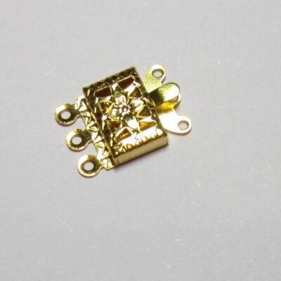 3 Strand  Rectangular Clasp - Gold -5 Pieces